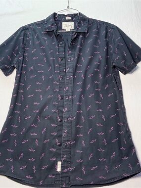 Bixby Nomad Short-Sleeve Button-Down Shirt with Pink Shark Print
